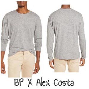 BP x Alex Costa Long Sleeve Stretch T-Shirt gray crewneck gray. Size XS